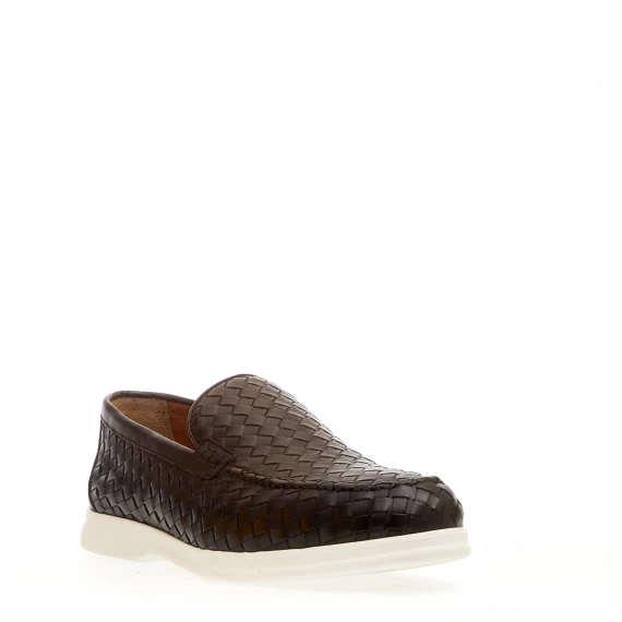 mocassino pelle intrecciata marrone
