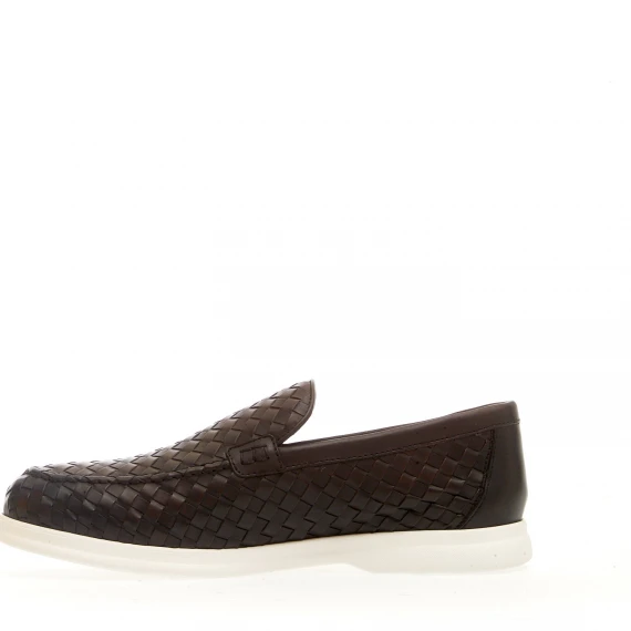 mocassino pelle intrecciata marrone