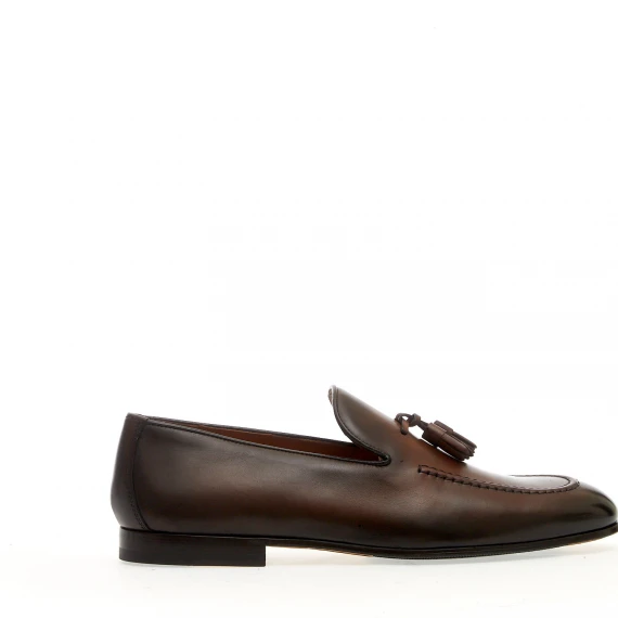 mocassino pelle marrone nappine