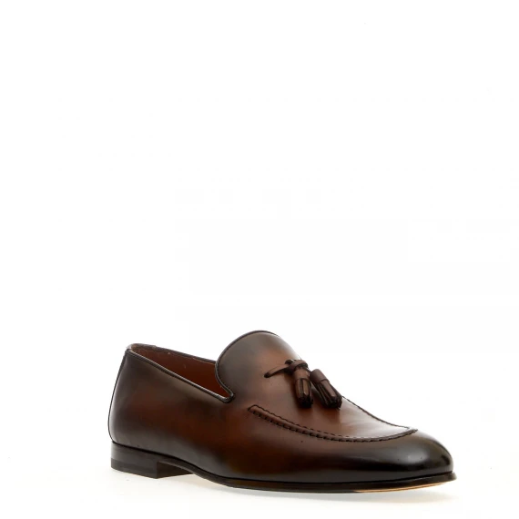 mocassino pelle marrone nappine