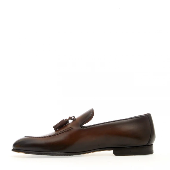 mocassino pelle marrone nappine