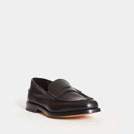 mocassino in pelle nera penny fondo cuoio
