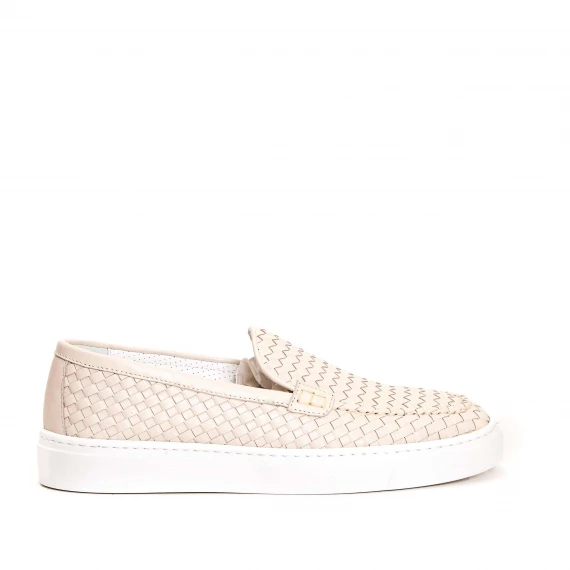 pantofola pelle intrecciata beige