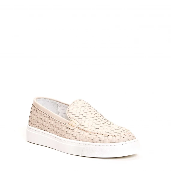 pantofola pelle intrecciata beige