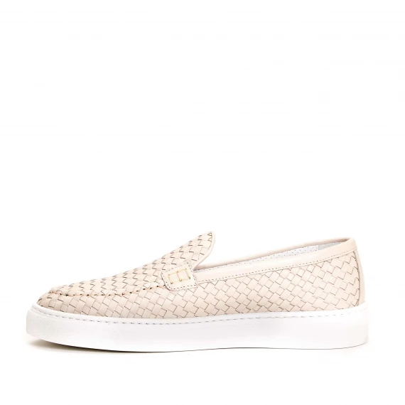 pantofola pelle intrecciata beige