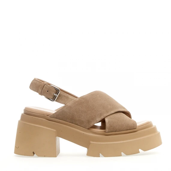 sandalo fondo gomma  camoscio beige