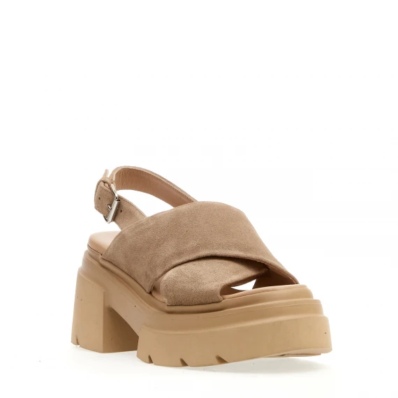 sandalo fondo gomma  camoscio beige
