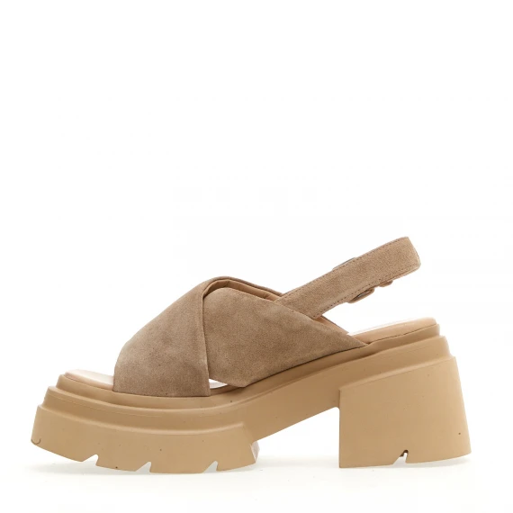 sandalo fondo gomma  camoscio beige