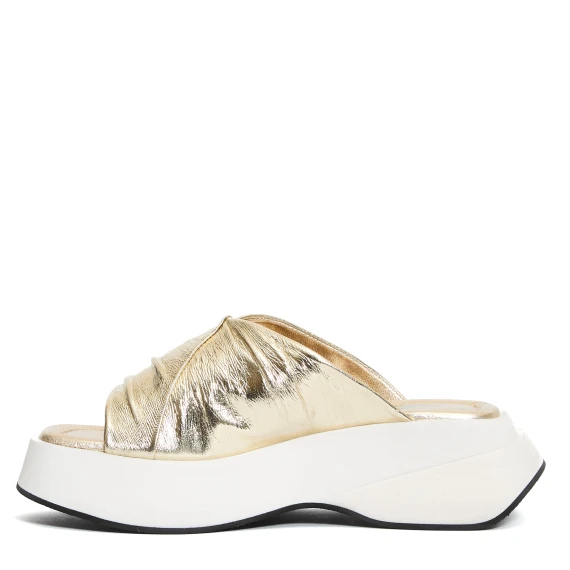 ciabatta zeppa in pelle platino