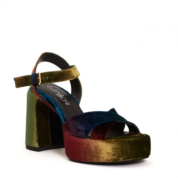 sandalo platò velluto multicolor