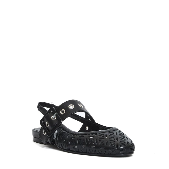 slingback flat laserata pelle nera