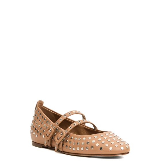 ballerina pelle cuoio e borchie