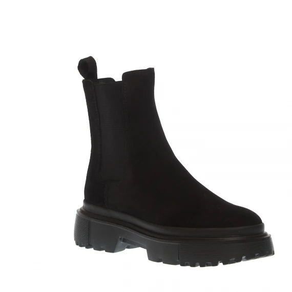 stivaletto fondo carroarmato in camoscio nero