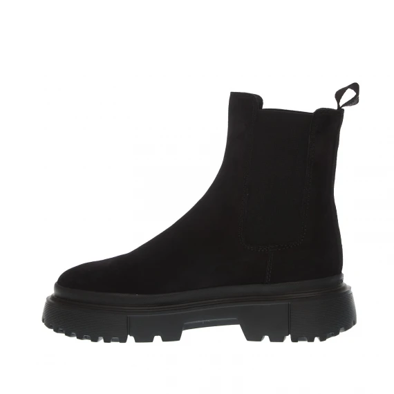 stivaletto fondo carroarmato in camoscio nero