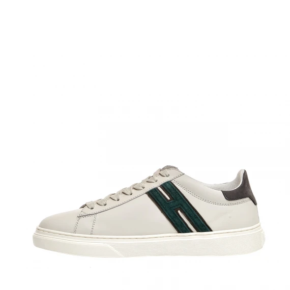 sneakers cassetta in pelle bianco H verde