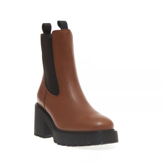 stivaletto medio in pelle cuoio