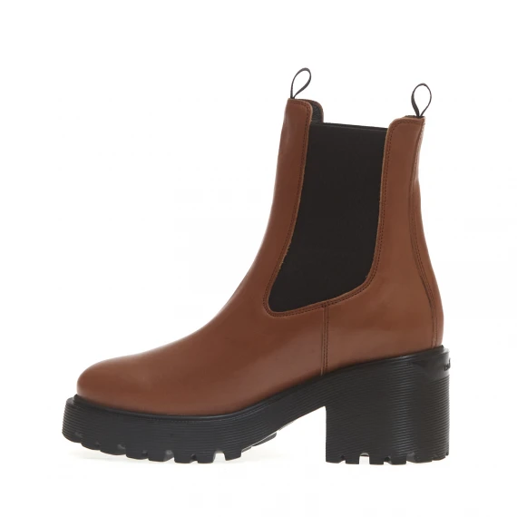 stivaletto medio in pelle cuoio