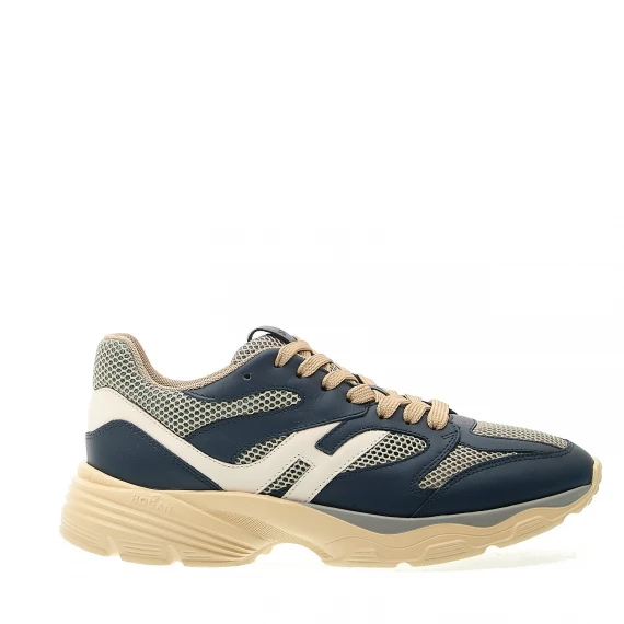 sneakers H665 in pelle blu rete beige