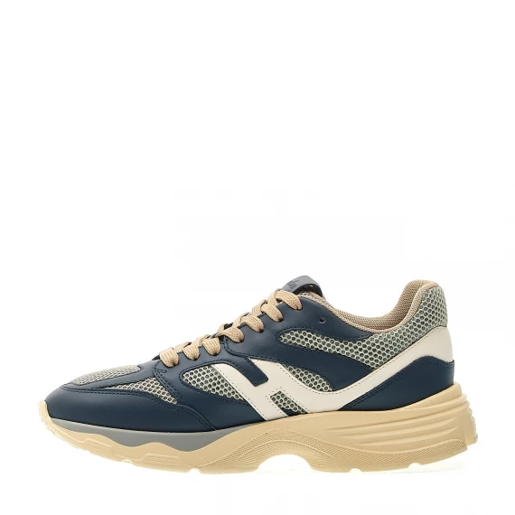 sneakers H665 in pelle blu rete beige