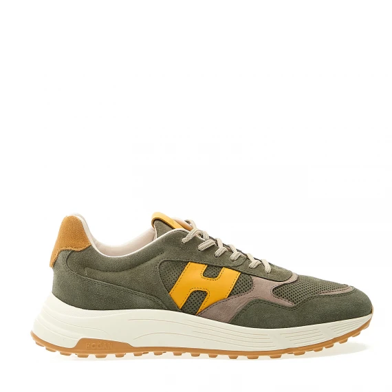 sneakers hyperlight camoscio verde H gialle