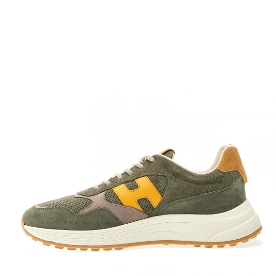 sneakers hyperlight camoscio verde H gialle