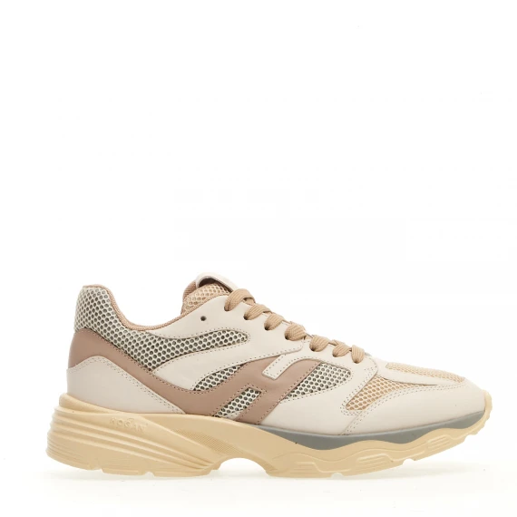 sneakers H665 in pelle bianca rete grigio