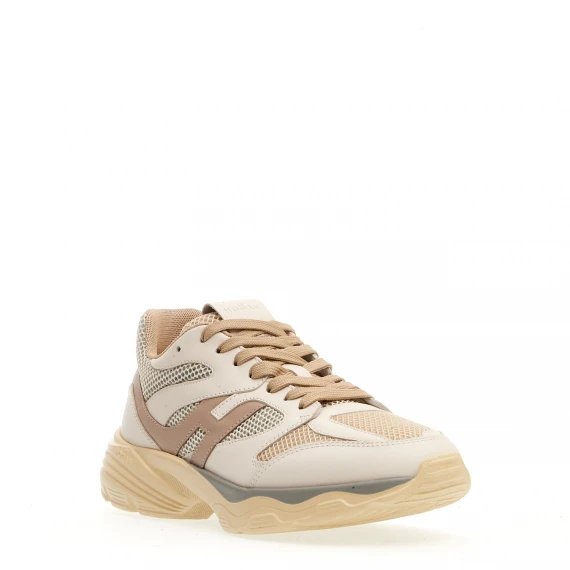 sneakers H665 in pelle bianca rete grigio