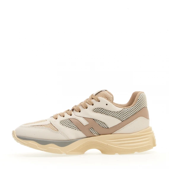 sneakers H665 in pelle bianca rete grigio