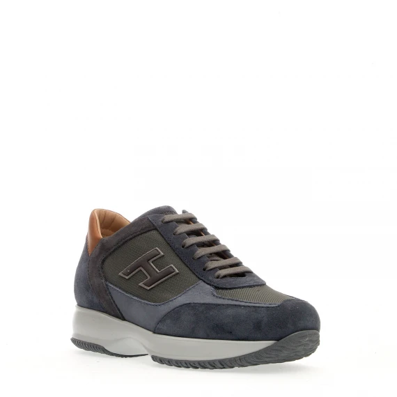 sneakers interactive camoscio e tessuto blu spoiler cuoio