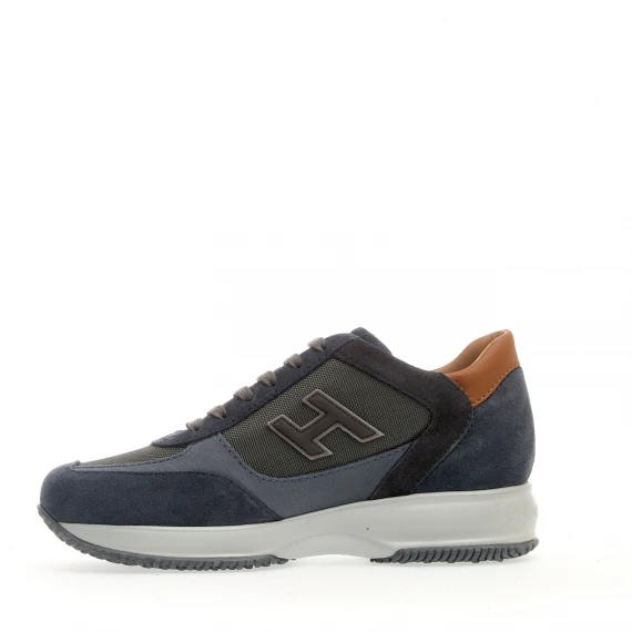 sneakers interactive camoscio e tessuto blu spoiler cuoio
