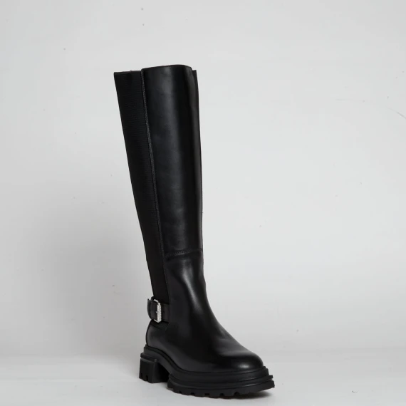 stivale pelle nera elastico