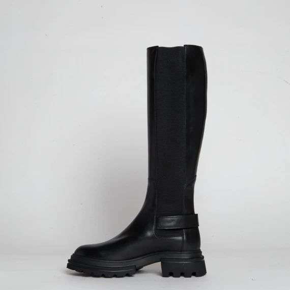 stivale pelle nera elastico