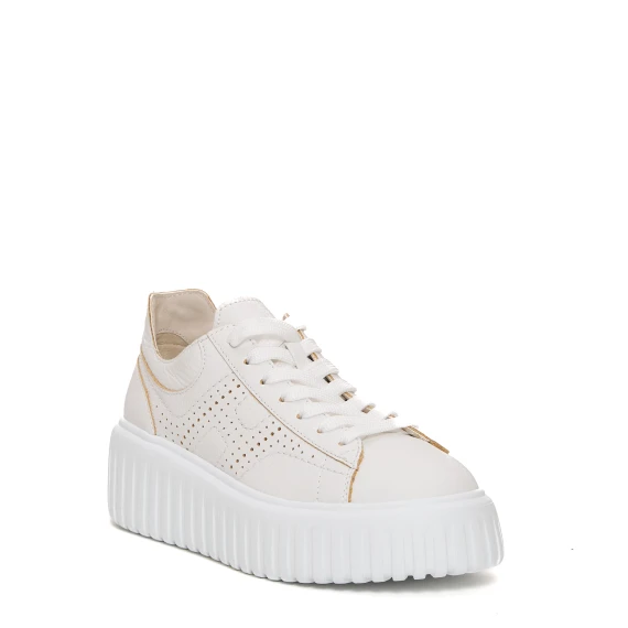 h stripes pelle martellata h forata