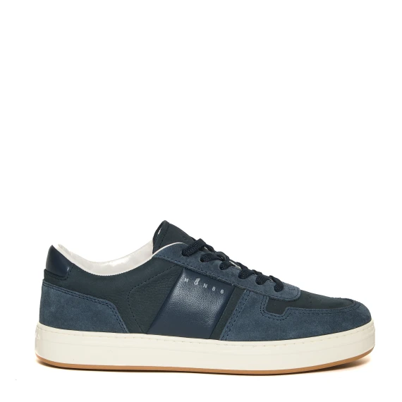sneakers nuovo cassetta pelle cam blu