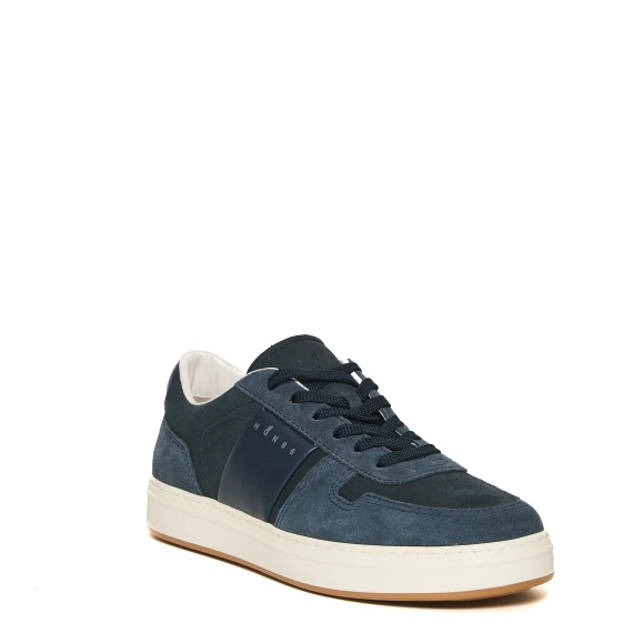sneakers nuovo cassetta pelle cam blu