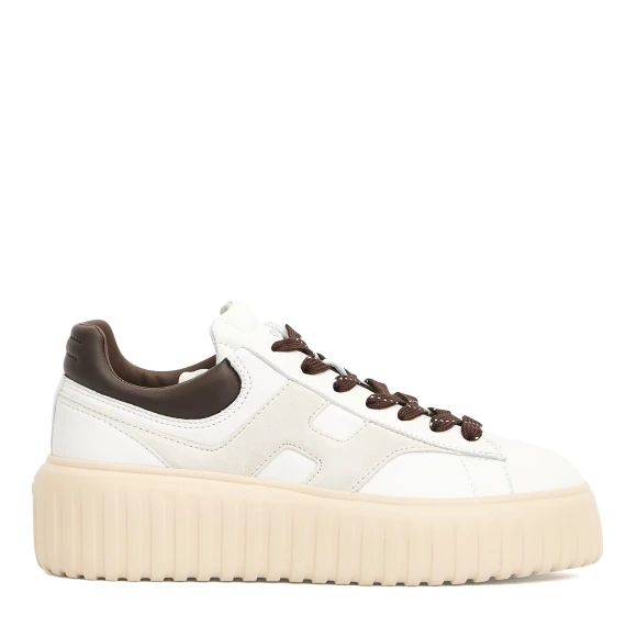 sneakers H stripe pelle bianco marrone