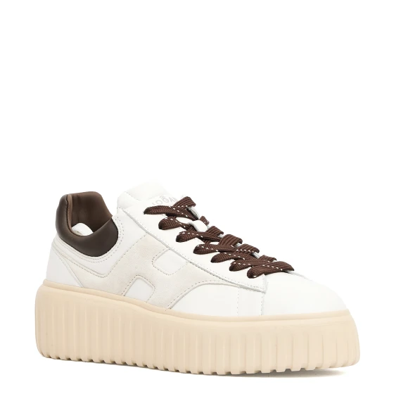 sneakers H stripe pelle bianco marrone