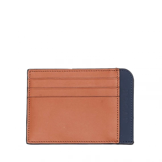 porta carte in pelle cuoio e blu