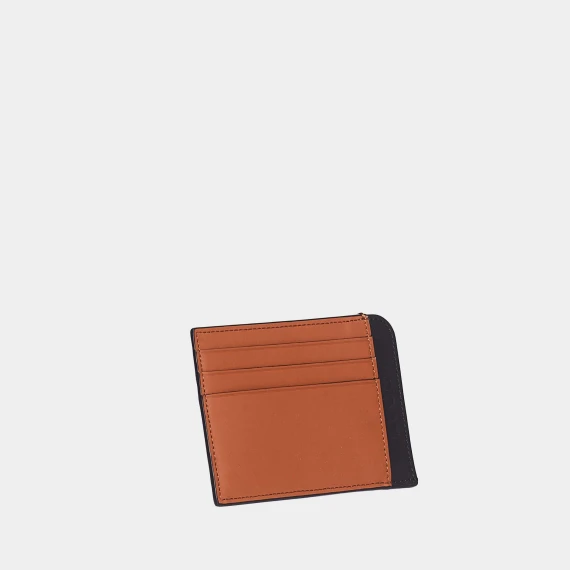 porta carte in pelle cuoio e nero