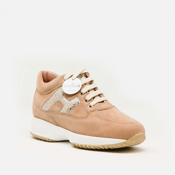 sneakers Interactive in camoscio beige H platino