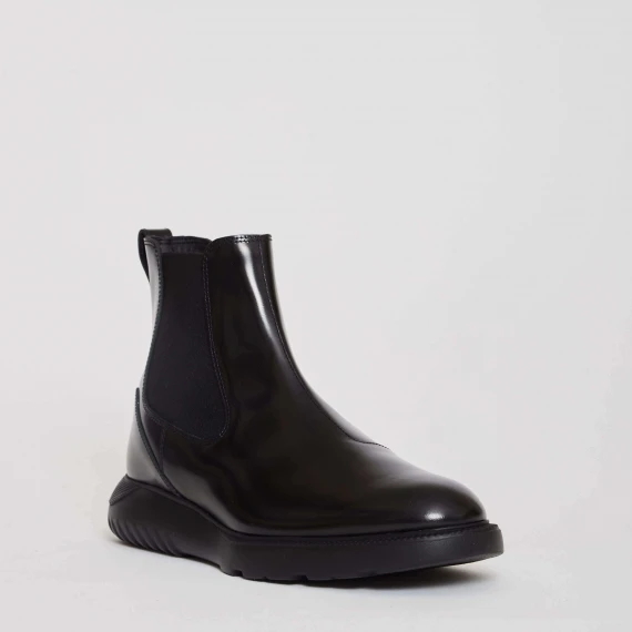 stivaletto in pelle nera fondo cube