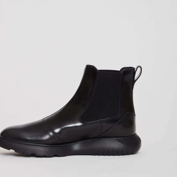 stivaletto in pelle nera fondo cube