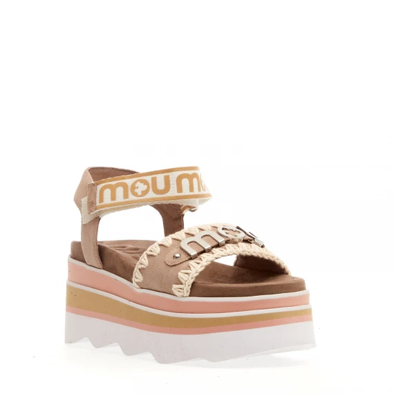 zeppa camoscio beige rosa cinturino