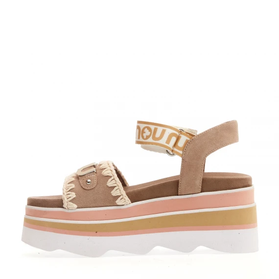 zeppa camoscio beige rosa cinturino