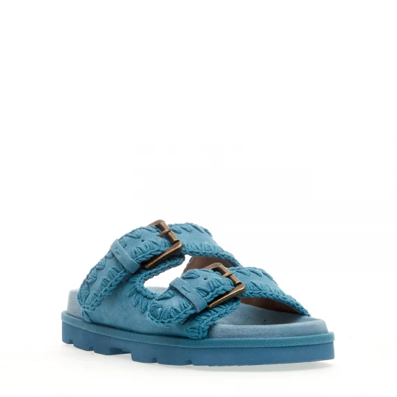 zeppa due fasce camoscio jeans