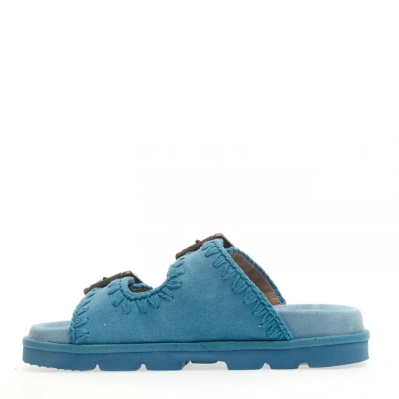 zeppa due fasce camoscio jeans