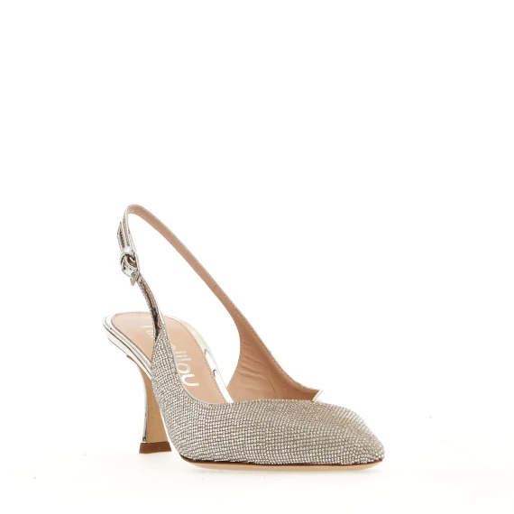 slingback argento e strass tacco 75 mm