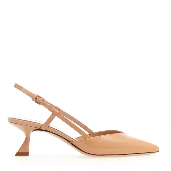 slingback vernice nude tacco 50 mm