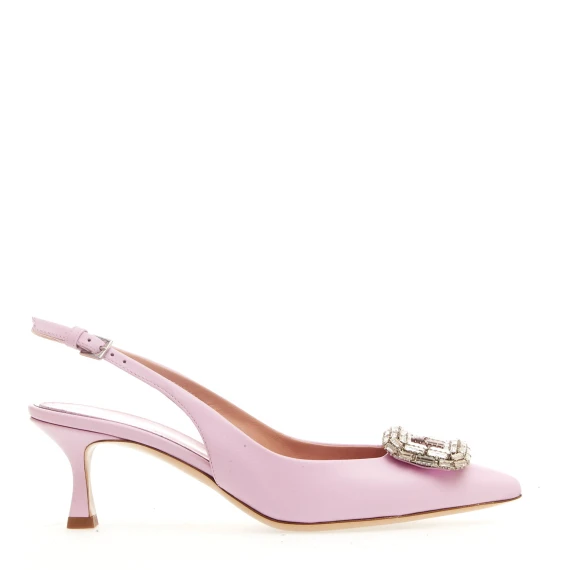 slingback rosa con fibbia strass