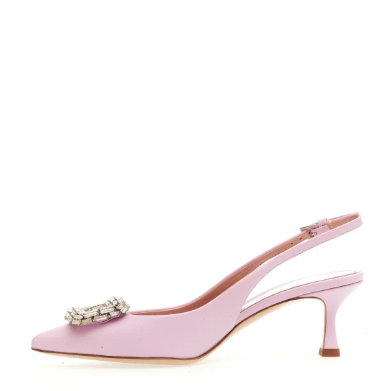 slingback rosa con fibbia strass